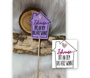 Stickdatei ITH - Blumenstecker Zuhause